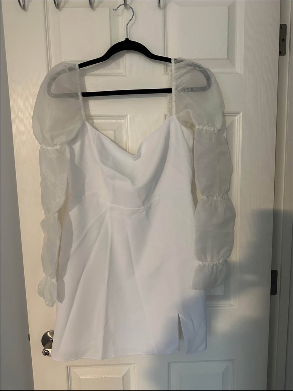 Park & Fifth White Puff-Sleeve Mini Dress